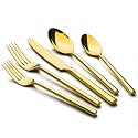 Alata Potter Gold 20-Piece Forged Silverware Set, Service for 4, Stainless Steel Flatware Set, Modern Design with Mirror Finish, Ideal for Home, Kitchen, Party, Camping