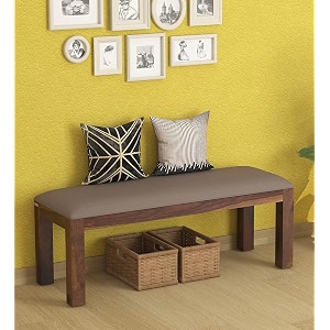 wooden bench for sitting - living room balcony garden and outdoor  sheesham wood teak brown finish modern 01