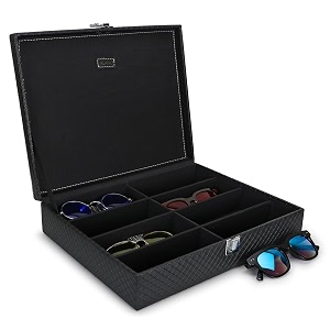 alawo presence 8 slots sunglasses box case organizer holder in black amp black color pack of 2