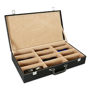 alawo sunglasses box organizer case for men and women with 12 slots of sunglass pu leather in black amp cream color pack of 2
