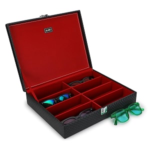 alawo presence 8 slots sunglasses box case organizer holder in black color pack of 2