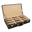 ALAWO Sunglasses Box Organizer Case for Men and Women with 12 Slots of Sunglass PU Leather in Black & Cream Color Pack of 2