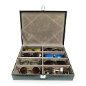 ALAWO Sunglasses Storage Box, 8-Slot Display Case Organiser, PU Leather, Black with Grey Interior