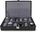 ALAWO Watch Box Organizer Holder for Men & Women 12 slots of watches Black and Gray Watch Box