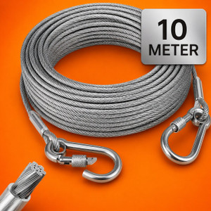 alaxva heavy duty adjustable clothesline wire cable with carabiners - 10m stainless steel retractable clothesline
