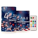 ALAZA American Flag 4th July Happy Independence Day Flickering Flameless Candles Battery Operated Remote Timer,Tea Light Candles LED Pillar Votive Candles Set of 2 for Indoor Decorations