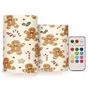 ALAZA Christmas Gingerbread Man Flickering Flameless Candles Battery Operated with Remote Timer,Tea Light Candles LED Pillar Votive Candles Set of 2 for Outdoor Indoor Decorations