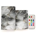ALAZA Grey Gold Marble Flickering Flameless Candles Battery Operated with Remote Timer,Tea Light Candles LED Pillar Votive Candles Set of 2 for Outdoor