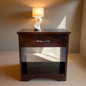 alberto bed side table for bedroom with drawer side table wooden table for bedroom finish color - walnut finish