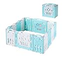 Albott 22 Panels Kids Safety Play Center Yard Baby Playpen Kids Activity Centre Indoor or Outdoor, Portable Play Yard with Gate for Babies, Infant, Toddlers Blue (20 Panels+1 Gate+ 1 Game Board)