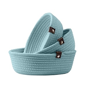 alby rope storage natural handwoven jute round shelf basket for your home amp kitchen small medium large-pack of 3 aqua