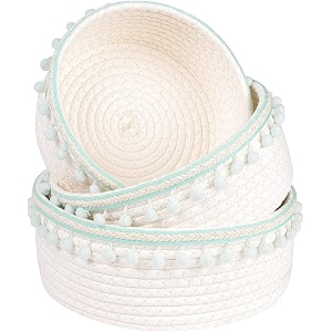 alby rope storage natural handwoven jute round shelf basket for your home amp kitchen small medium large-pack of 3 white tassle