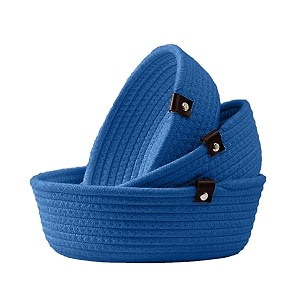 alby rope storage natural handwoven jute round shelf basket for your home amp kitchen small medium large-pack of 3 blue