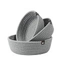 ALBY® Rope Storage Natural Handwoven Jute Round Shelf Basket For Your Home & Kitchen (Small, Medium, Large)-Pack Of 3 (grey)
