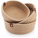 ALBY® Rope Storage Natural Handwoven Jute Round Shelf Basket For Your Home &amp; Kitchen (Small, Medium, Large)-Pack Of 3 (Beige)