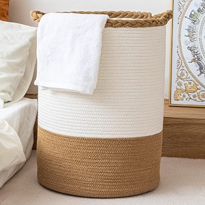 ALBY WovenTall Wicker Laundry Basket for BlanketsClothesPillowsToysShoes