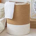 ALBY WovenTall Wicker Laundry Basket for BlanketsClothesPillowsToysShoes