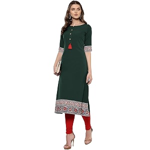 Womens Crepe Skinny Kurta EDT9118 Green XXL