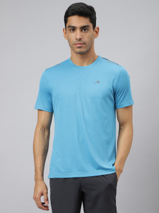 ALCIS Solid Men Round Neck Blue T-Shirt