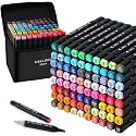 WELLOKB Alcohol Markers, 60 Colors Dual Brush Tip Permanent Art Markers for Drawing,for Adult Coloring, Alcohol, Based Ink Ideal for Book Painting and Card Making