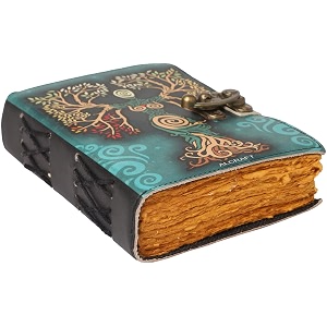 alcraft blank spell book of shadows journal with lock clasp antique handmade deckle edge vintage paper leather bound journal for women and men travel notebook for writing 1778 x 12 7 cm