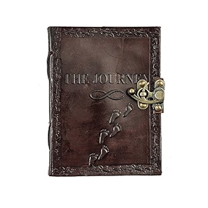 alcraft handmade leather journal notebook the journey on front conver  customized namedatelogo personalized customized vintage dairy 8  6 inches