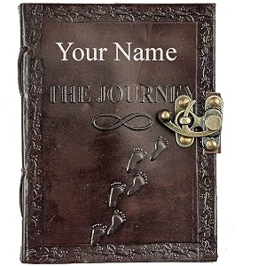 alcraft handmade leather journal notebook the journey on front conver  customized namedatelogo personalized customized vintage dairy 7  5 inches