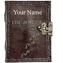 ALCRAFT Handmade Leather Journal Notebook The Journey on front conver | Customized Name/Date/Logo Personalized Customized Vintage Dairy (7 * 5 Inches)