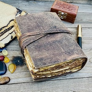 alcraft leather journal vintage leather bound handmade antique deckle edge paper sketchbook book of shadows thick journal for men and women