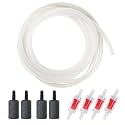 ALEGI 12 Feet Aquarium Airline Tubing Standard with 4 Air Stones and 4 Check Valves for Fish Tank Air Pump, Clear