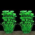 ALEGI Fish Tank Decorations Plastic Plants Large,Aquarium Artificial Plants Decoration Ornament Safe for All Fish-16 inch 2Pcs (Green 2 pcs)