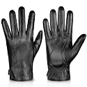 Alepo Genuine Sheepskin Leather Gloves for Men, Winter Warm Touchscreen Texting Cashmere Lined Driving Motorcycle Gloves