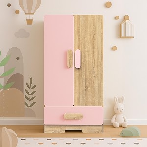 alex daisy romania kids 2 door wardrobe for 3-12 years non-toxic safe material  soft coated premium finish  engineered wood kids bedroom storage cupboard pink large