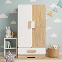 Alex Daisy Romania Kids 2 Door Wardrobe for 3-12 Years| Non-Toxic Safe Material | Soft Coated Premium Finish | Engineered Wood Kids Bedroom Storage Cupboard (White, Large)