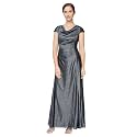 Alex Evenings Women's Long Cowl Neckline Mother of The Bride Dress, Formal Event Gown (Petite and Regular Sizes)