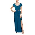 Alex Evenings Women's Long Cowl Neckline Mother of The Bride Dress, Formal Event Gown (Petite and Regular Sizes)