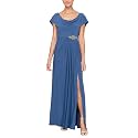Alex Evenings Women's Long Cowl Neckline Mother of The Bride Dress, Formal Event Gown (Petite and Regular Sizes)