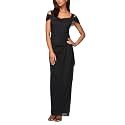 Alex Evenings Women's Long Cold Shoulder Mother of the Bride Dress with Cowl Neckline and Overlay Skirt