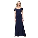 Alex Evenings Women's Off the Shoulder Stretch Crepe Dress with Fishtail Back, Floor Length Mother of the Bride Dress