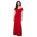 Alex Evenings Women's Off the Shoulder Stretch Crepe Dress with Fishtail Back, Floor Length Mother of the Bride Dress