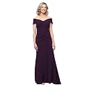 Alex Evenings Women's Off the Shoulder Stretch Crepe Dress with Fishtail Back, Floor Length Mother of the Bride Dress