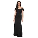 Alex Evenings Women's Off the Shoulder Stretch Crepe Dress with Fishtail Back, Floor Length Mother of the Bride Dress