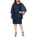 Alex Evenings Women's Plus-Size Midi Cap Sleeve Dress with Sequin