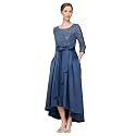 Alex Evenings Women's Satin Ballgown Formal Event Dress with Pockets and Tie Belt (Petite and Regular Sizes)