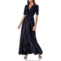 Alex Evenings Women's Satin Ballgown Formal Event Dress with Pockets and Tie Belt (Petite and Regular Sizes)