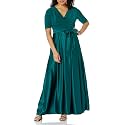 Alex Evenings Women's Satin Ballgown Formal Event Dress with Pockets and Tie Belt (Petite and Regular Sizes)