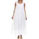 Alexander Del Rossa Cotton Nightgowns for Women, Victorian Nightgown, Ladies Vintage Cotton Sleeveless