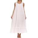 Alexander Del Rossa Cotton Nightgowns for Women, Victorian Nightgown, Ladies Vintage Cotton Sleeveless