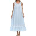 Alexander Del Rossa Cotton Nightgowns for Women, Victorian Nightgown, Ladies Vintage Cotton Sleeveless
