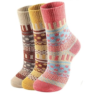 alexvyan 3 pair vintage solid soft amp woolen cozy knitted winter thick warm stretchy elastic calf length socks without thumb for women girls up down multicolor